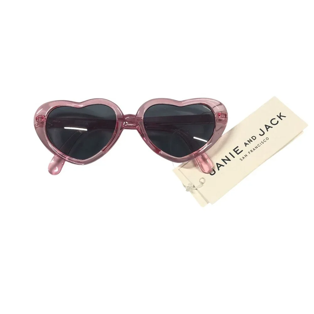 Janie and Jack Sunglasses Heart Frames Pink 4 And Up